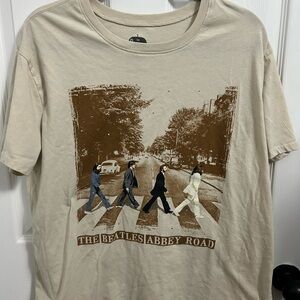 Hybrid Apparel Tan and Brown Short Sleeve Tee with Vintage Graphic
